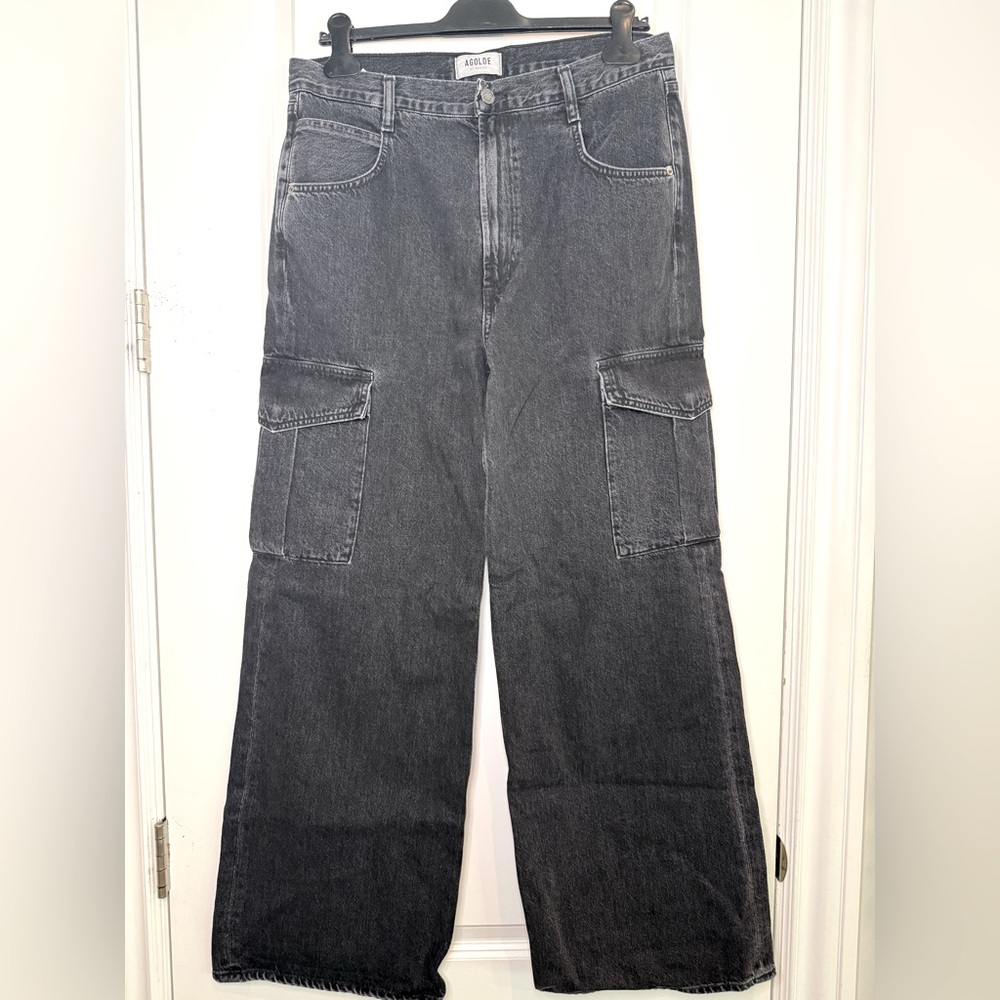 Agolde Black Wide Leg Cargo Minka Jeans 29